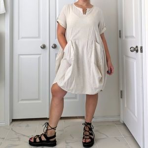 Minibee Women's Ruffle Oversize Casual Midi Dresses with Pockets